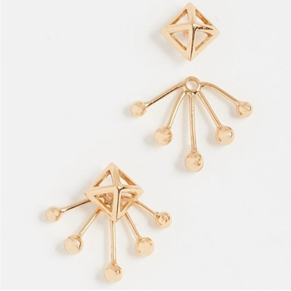 Rebecca Minkoff Gold Pyramid Fan Stud and Jacket Earrings - Picture 4 of 6